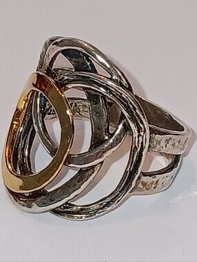 Oz Paz Two-Tone Interlocking Circle Ring - Gold & Silver 925